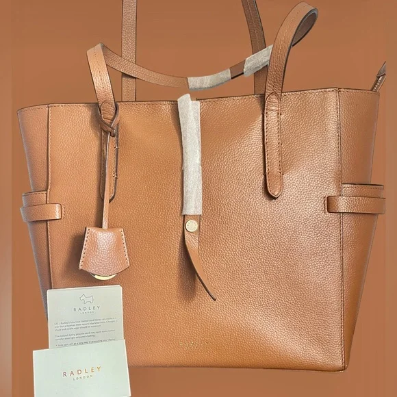 Radley London NWT Leather Shoulder Bag & Dust Bag Lg Abington Road Tan - Picture 8 of 16
